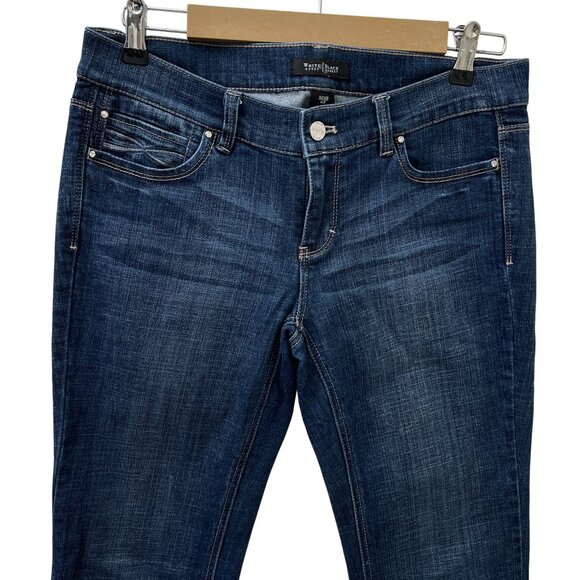 WHBM Low-Rise Womens Jeans Flared Leg Dark Wash Denim White House Black Market 6 - Picture 3 of 10